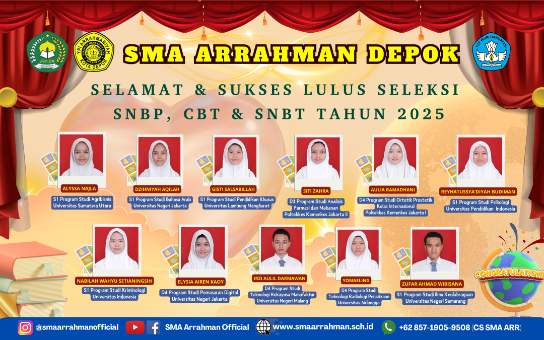 Langkah Pasti Menuju Masa Depan Gemilang: Prestasi Siswa SMA Arrahman Depok Lolos SNBP, CBT & SNBT Tahun 2025